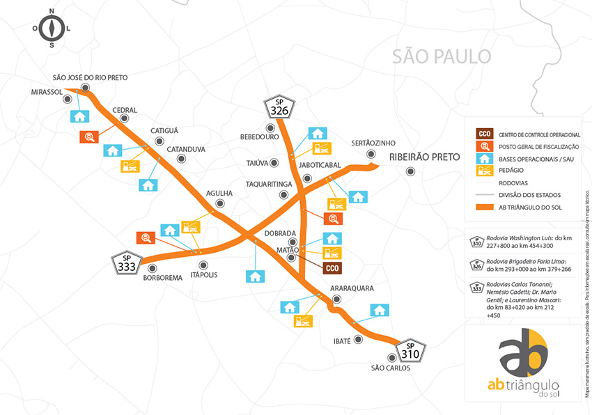 Mapa de atuação AB Concessões